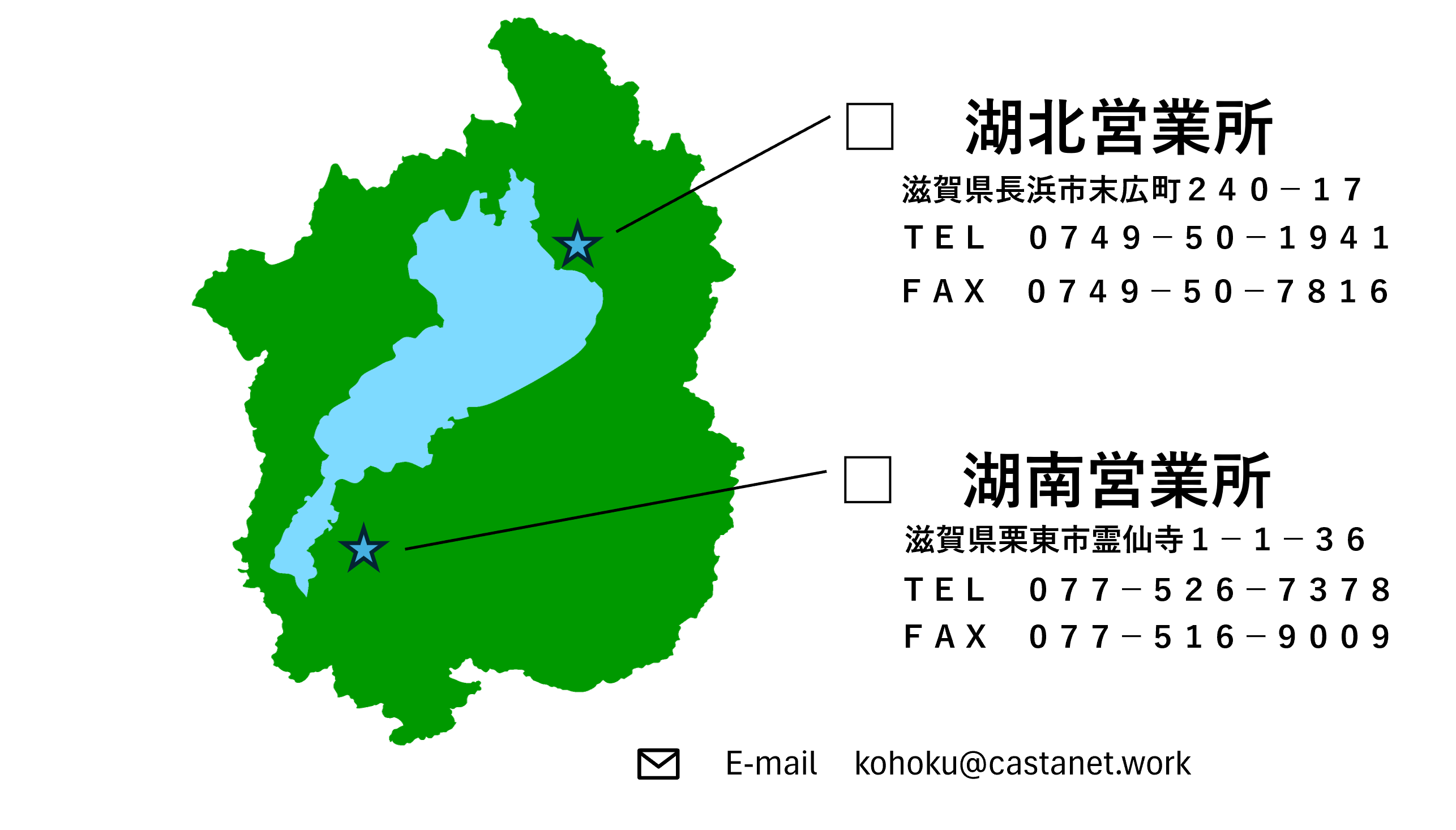 各営業所の住所と所在地